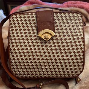 Vintage Studio Imports Woven Brown and Cream Crossbody Bag